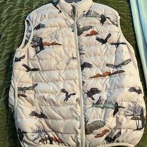 Bird Print Puffer Vest
